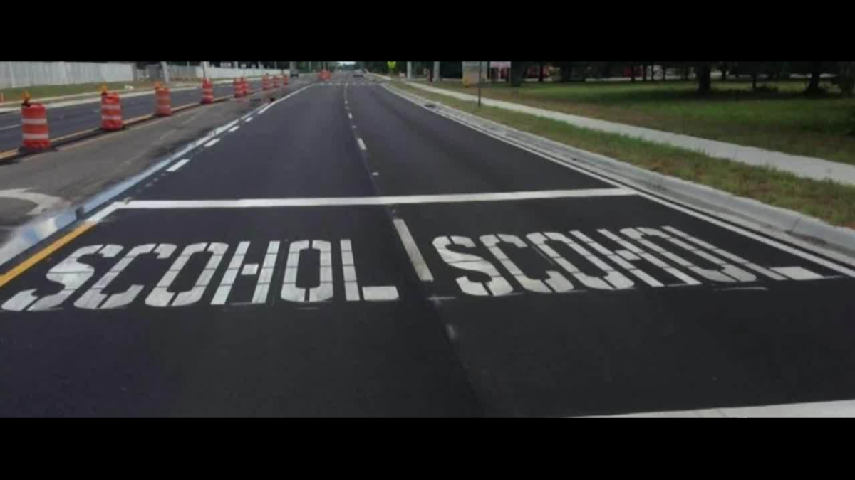 Misspelled word painted in Volusia County school zone
