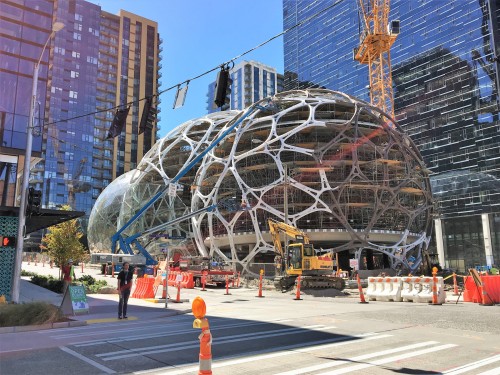 We checked out the massive glass spheres that Amazon is building in the heart of Seattle